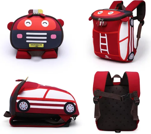 Vista 4 de JIHUBEAR Mochila para niños pequeños con forma de coche, Camión de combate S-fire, Moderno