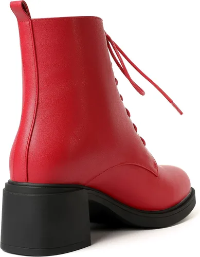 Vista 88 de ROSERWISH Botas altas de tacón bajo y grueso para mujer, con cordones, cómodas, modernas, con puntera redonda, de 2.5 pulgadas