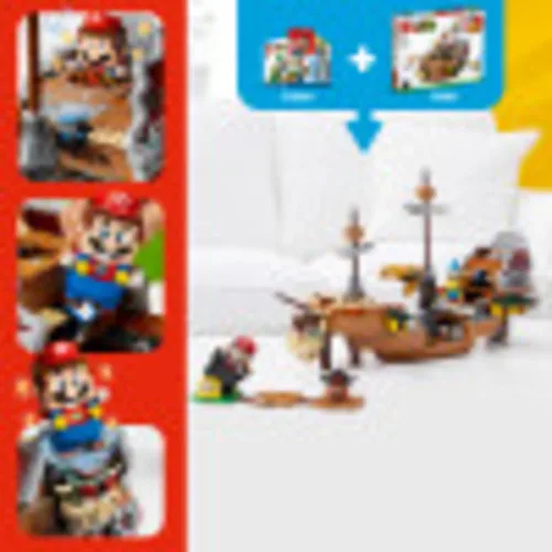 Vista 2 de LEGO Kit de construcción de 1,152 piezas de dirigible de Super Mario Bowser, revela el interior detallado, incluye Kamek, llave rocosa, Goomba