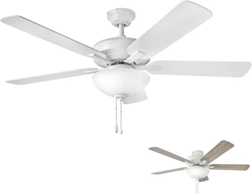 Vista 17 de Hinkley Metro - Ventilador de techo iluminado de perfil bajo de 52 pulgadas con luz LED, ventilador de techo de interior con doble montaje