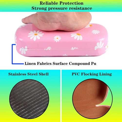 Vista 4 de 3 fundas unisex rígidas para lentes, funda protectora para gafas, funda de gafas de sol con paño de limpieza