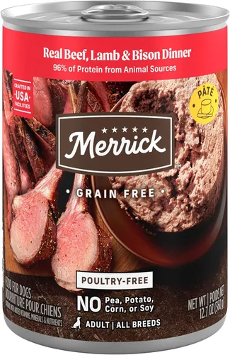 Vista 14 de Merrick Alimento enlatado natural y de primera calidad sin granos, receta húmeda suave y saludable, cena de carne de res real de Texas
