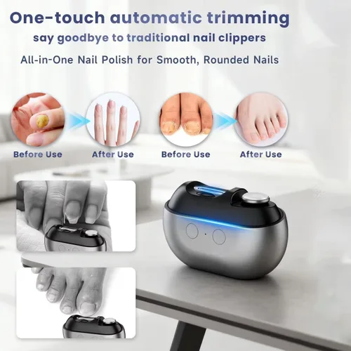 Vista 6 de Cortaúñas eléctrico Easy Clip para personas mayores y niños, recortador automático de uñas con luz LED, herramienta de cuidado de uñas 3 en 1