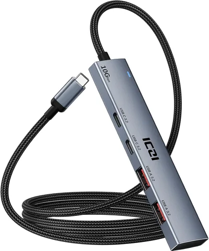 Vista 9 de ICZI central de USB con 4 puertos USB 3.0, central de datos para Mac, Windows y otras laptops., Negro