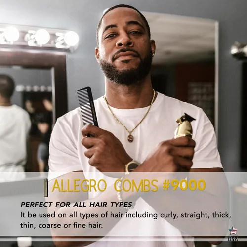Vista 3 de Allegro Combs 9000 Clipper corte mezcla desvanecimiento Peines 6 Pk. (negro)