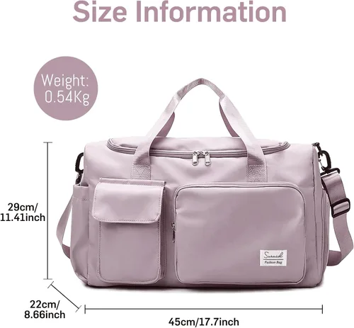 Vista 2 de Suruid Bolsa de gimnasio deportiva con compartimento para zapatos, bolsa de viaje con bolsillo separado seco y húmedo para hombres y mujeres, bolsa