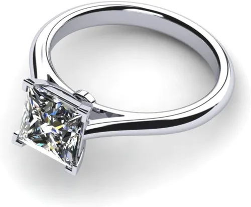 Vista 2 de Anillo de plata 925 chapado en plata para mujer de RingJEWEL corte princesa VVS1 casi blanco
