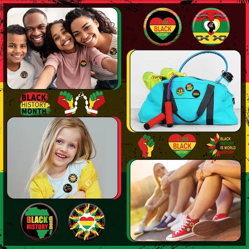 Vista 3 de Junkin Botones Black Lives Matter de 1.6 pulgadas, insignias, alfileres a granel para el mes de la historia negra, fiesta afroamericana