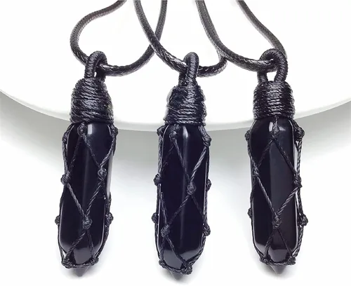 Vista 4 de EDEN'S CALL Hexagonal Crystal Point Pendant Necklace for Unisex Adjustable Dainty Natural Stone Pendulum Amulet for Good Luck