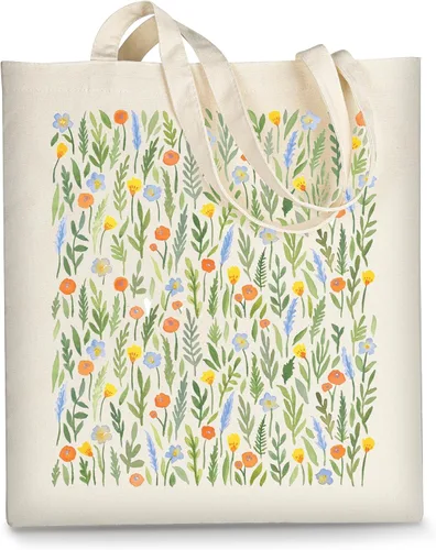 Vista 15 de AUSVKAI Bolsa Tote de Lona para Mujer, Estética Bonita Comestibles Comestibles Reutilizable de Algodón Bolsa de Regalo para Compras Playa Regalos