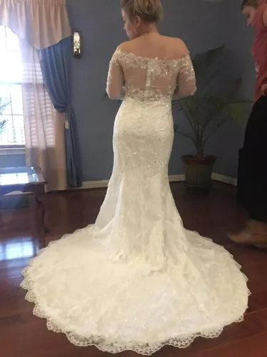 Vista 41 de Vestido de novia formal sin tirantes con encaje, largo de sirena para mujer 2019 WD162