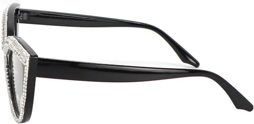 Vista 4 de Gafas de Lectura de Ojo de Gato con Diamantes de Imitación Brillantes, Magnificadas con Bloqueo de Luz Azul 2 Pack blanco