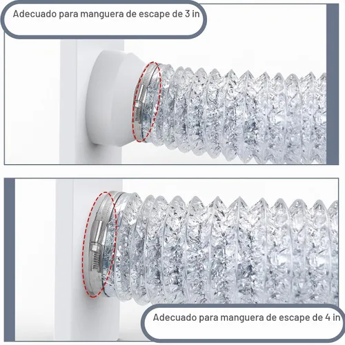 Vista 3 de Kit de ventilación de ventana Flamorrow con cubierta exterior Compatible con manguera de 3" y 4", paneles ajustables de sello de ventilación