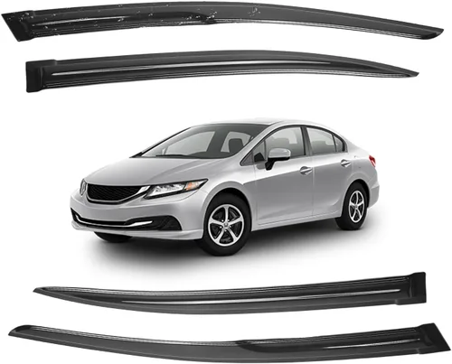 Vista 137 de Viseras para ventanas para Mazda 3 Sedán 4 puertas 2004 2005 2006 2007 2008 2009 estilo JDM Mugen, deflector de viento, protector solar y de lluvia
