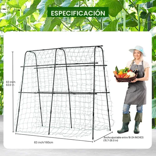 Vista 4 de Enrejado de jardín para plantas trepadoras al aire libre, enrejado de pepino de metal para plantas al aire libre, verduras, frutas, flores, vides