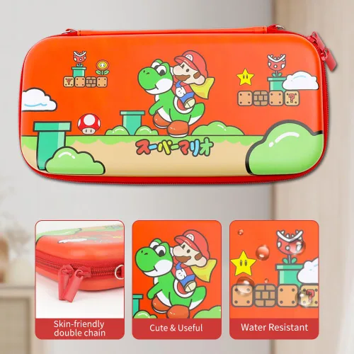 Vista 3 de PERFECTSIGHT Cute Switch Carrying Case for Nintendo Switch OLED Switch Lite Mario Fans, Portable Travel Carry Case with 12 Game Card Slots, Inner