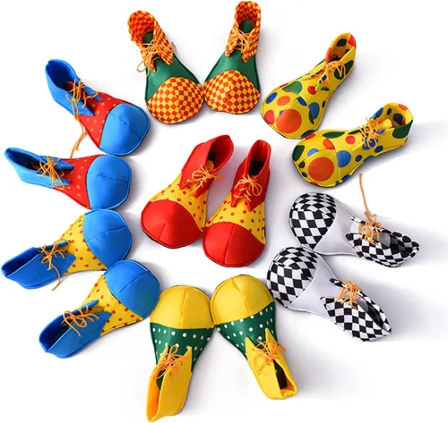 Vista 8 de liyang Zapatos de payaso para adultos, hombres y mujeres, accesorios de disfraz divertidos, zapatos de cabeza redonda, accesorios de graduación