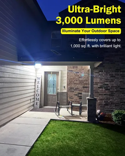 Vista 3 de Engrepo Luz Solar al Aire Libre, Luces Solares Alimentadas por Energía Solar de 10000mAh Luz de Seguridad de Inundación al Exterior 3000LM IP65