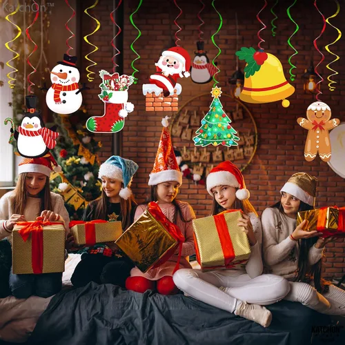 Vista 7 de KatchOn, Decoraciones colgantes de Navidad en forma de remolino, grande, paquete de 30 Adorno colgante para decoraciones de fiesta de Navidad