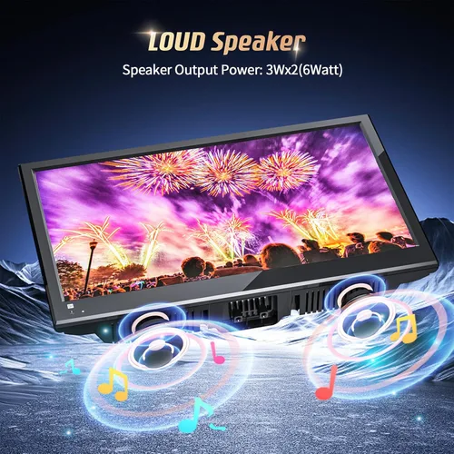 Vista 4 de Desobry Televisor de 16 pulgadas con reproductor de DVD integrado 1080P LCD TV reproductor de DVD combinado con monitor USB HDMI para el hogar