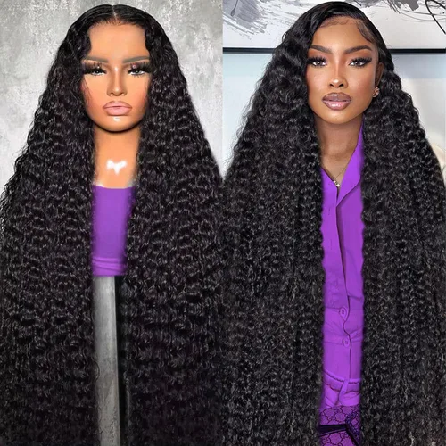 Vista 13 de Pelucas de encaje frontal sin pegamento con onda de agua para mujer, cabello humano 180 de densidad, cabello virgen brasileño sin procesar