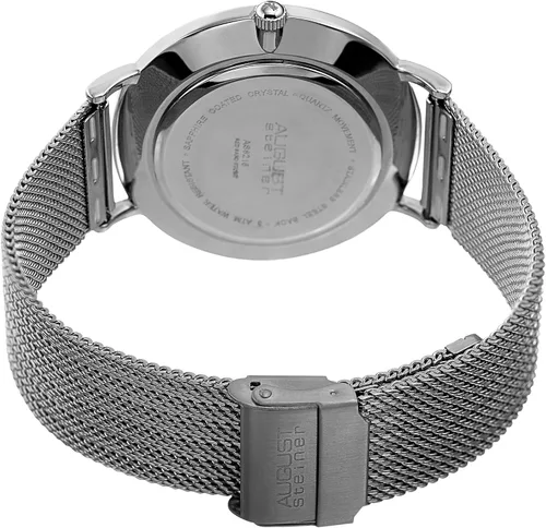 Vista 4 de August Steiner - Reloj de pulsera de acero inoxidable para hombre, esfera de efecto brillante, movimiento de cuarzo japonés