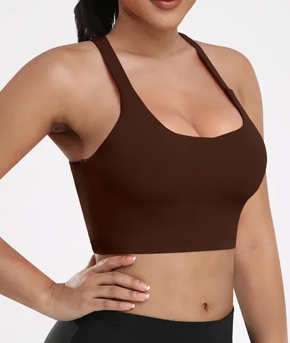 Vista 3 de Sujetadores deportivos acolchados para mujer Conjuntos de camiseta de entrenamiento de yoga atlética con cuello cuadrado de tiras (paquete de 3)