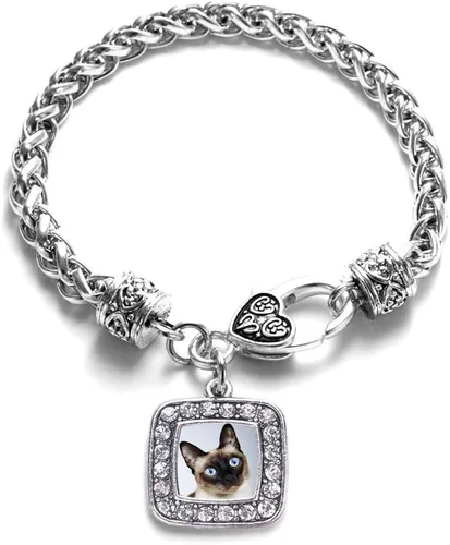 Vista 158 de Pulsera de dijes cuadrados de plata con joyería de circonita cúbica