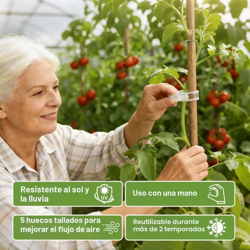 Vista 5 de FEED GARDEN Clips para plantas de tomate, paquete de 120 unidades, soporte fácil para plantas