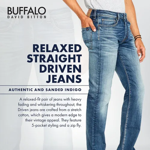 Vista 3 de Buffalo David Bitton Jeans de pierna recta relajada para hombre con tela elástica