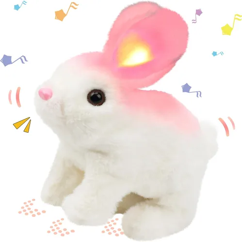 Vista 42 de Hopearl - Conejo saltarín con campana, interactivo, mascota electrónica de peluche con sonidos y movimientos, orejas que se mueven y nariz que se