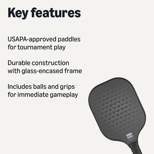 Vista 2 de Amazon Basics Paletas de pickleball, juego de 2 paletas aprobadas por USAPA incluidas 4 bolas