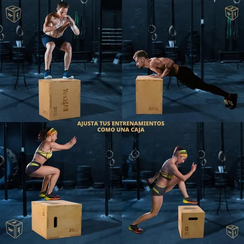 Vista 5 de Yes4All Plyo Box, 3-in-1 Wooden Box Jump for Home Gym, Lunges, Squats, Dips