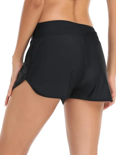 Vista 7 de RELLECIGA Pantalones Cortos de Tabla para Mujer de Cintura Alta con Control de Abdomen y Shorts de Natación Integrados Negro