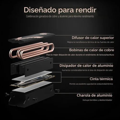 Vista 4 de SABRENT Disipador de calor SSD M.2 2280 Rocket (SB-HTSK)