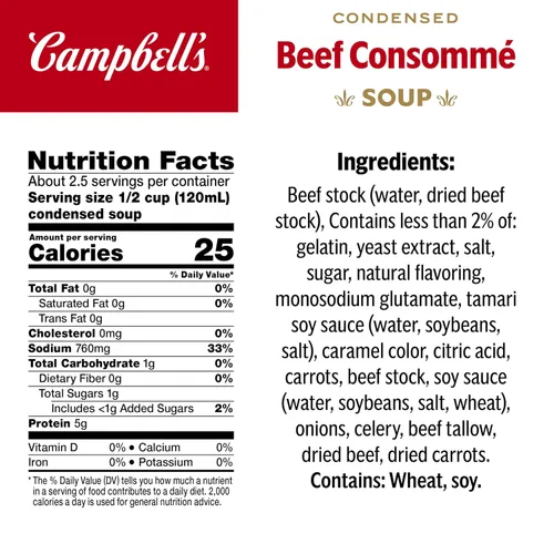 Vista 2 de Campbell's - Sopa condensada de consomé de carne, lata de 10.5 onzas