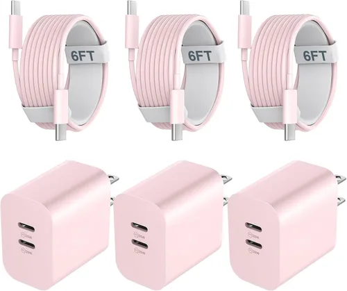 Vista 8 de Cargador rápido para teléfono 17/16/15 Pro Max, bloque de carga rápida USB C de 20 W con cable de carga USB C a C de 6 pies de largo para teléfono