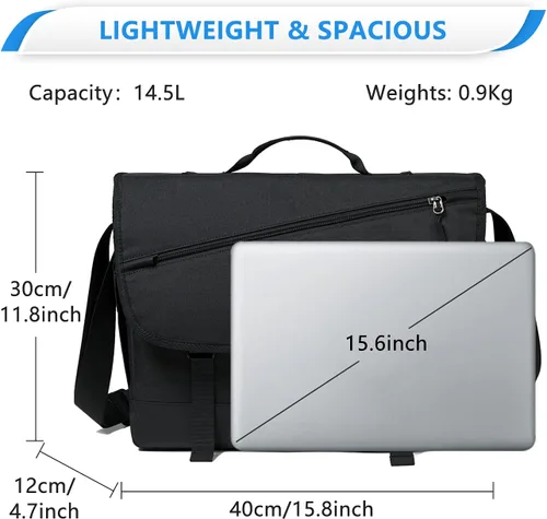 Vista 4 de VASCHY Bolsa de mensajero para hombre, bolso cruzado de moda para laptop, bolsa lateral para hombres y mujeres para el trabajo, negocios