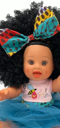 Vista 3 de Orijin Bees Curly Swizzy Bee - Muñeca Biracial negra de 12 pulgadas con pelo rizado