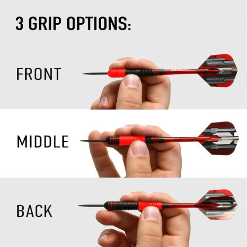 Vista 5 de Harrows Ace Rubber Brass Steel Tip Darts Set Available in 20g, 22g, 24g & 26g - Includes Supergrip Shafts, Micron Marathon Flights & Convenient