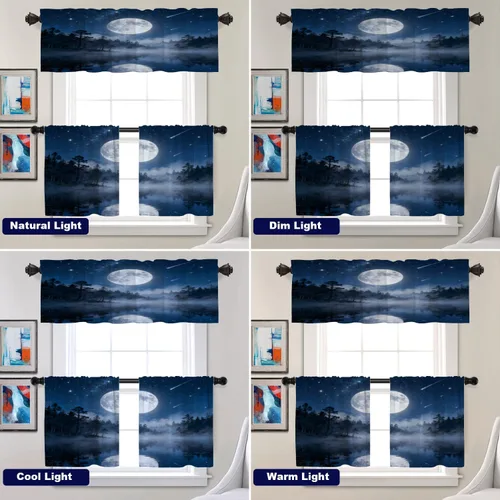 Vista 210 de Batmerry American Flag Ink Dot Blackout Tier Curtains, Red Blue White Stars Abstract Thermal Insulated Half Curtain Rod Pocket Small Valance for