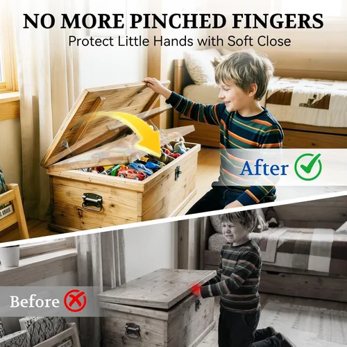 Vista 2 de ARANA 100N Soft Close Hinges for Toy Box Wooden Chest, 2 Pcs