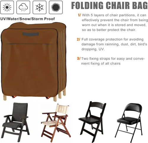Vista 3 de Bolsa de almacenamiento de poliéster impermeable para sillas plegables de plástico, resina y madera, tela Oxford, bolsa de almacenamiento, tiene
