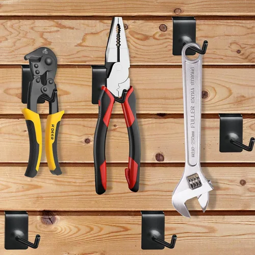 Vista 6 de 100 ganchos de pared de rejilla, ganchos resistentes de 4 pulgadas, ganchos para colgar en la pared de listones, accesorios de pared para garaje