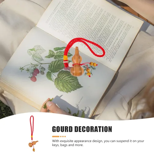 Vista 3 de FOMIYES Accesorios colgantes para espejo de coche, llavero chino de calabaza de madera de Feng Shui, llavero de calabaza Wu Hulu, llavero
