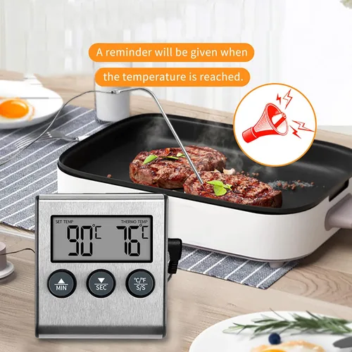 Vista 2 de Termómetro digital para carne para cocinar temperaturas precisas del horno - Diseño preciso de termómetro de alimentos
