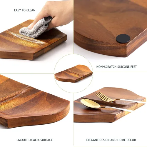 Vista 5 de Soporte de cuchara de acacia, soporte de cuchara doble para estufa, madera hecha a mano para cocina, soporte de cuchara de madera para encimera