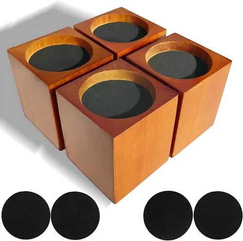 Vista 7 de Elevadores de madera para muebles de cama de 4 pulgadas, soportan hasta 6,000 libras, para sofá, sofá, escritorio, silla, base de mesa, aumento