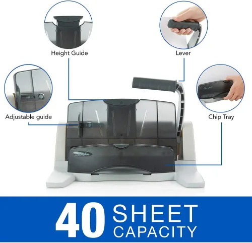 Vista 2 de Perforadora de papel LightTouch, de Swingline, Gris Total 1