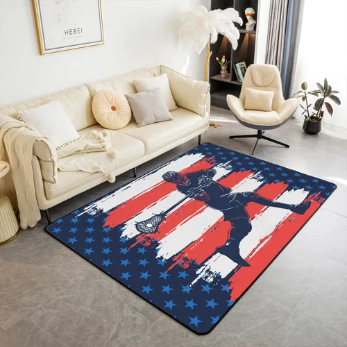 Vista 16 de Alfombra de rugby de 4 x 5 pies para sala de estar, para dormitorio, niños, niñas, mujeres, hombres, azul, para comer dormir, fútbol, decoración
